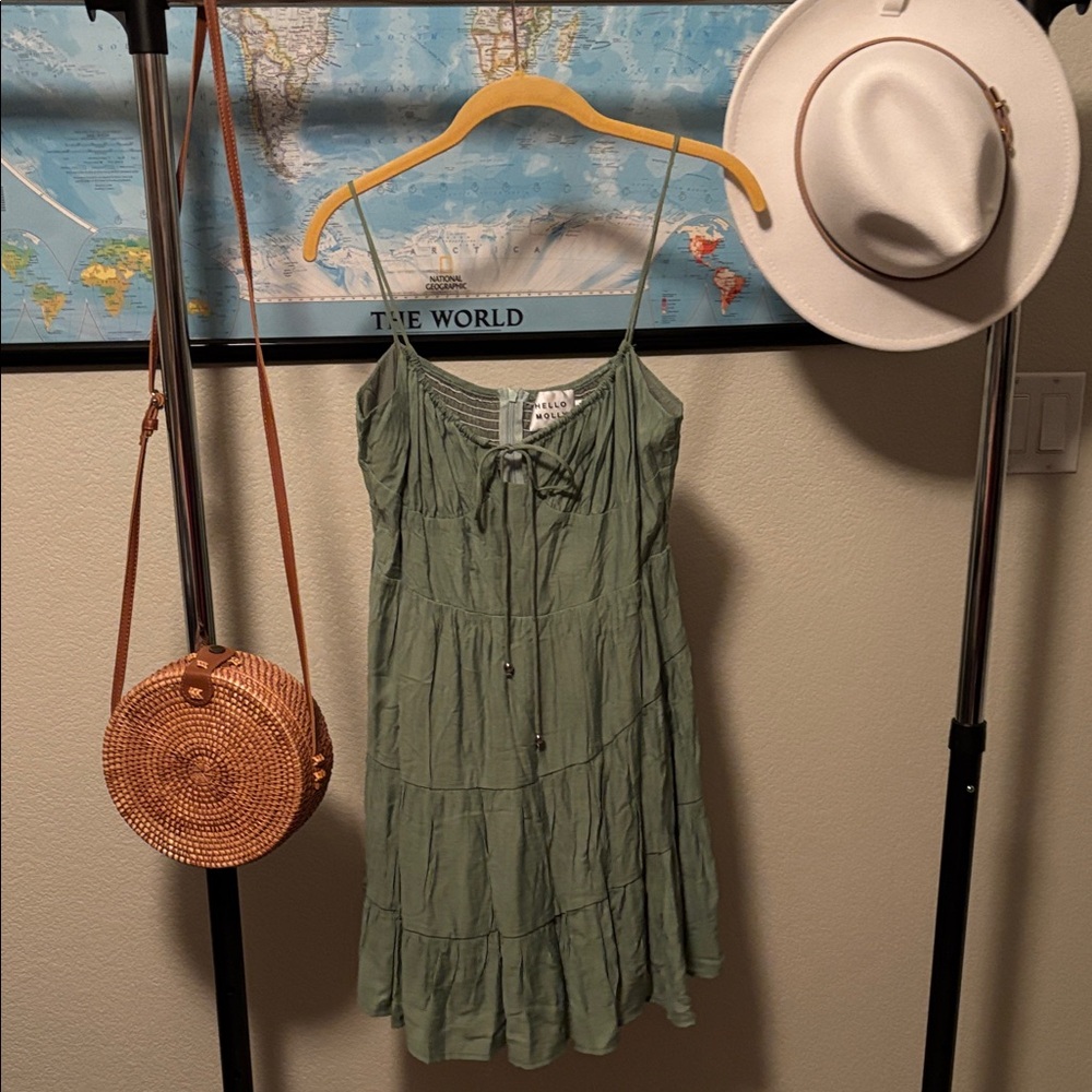 Hello Molly Sage Green Smocked Dress